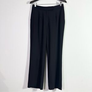 Nina Mclemore Black Wool High Rise Straight Leg Trouser Pants
